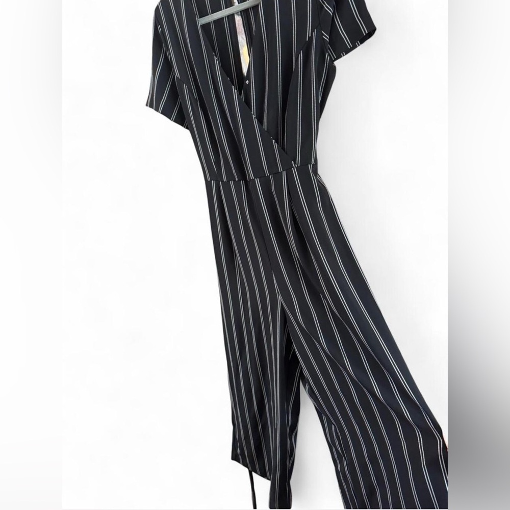 Takara Black Dress with White Pinstripes